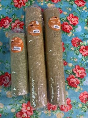 Bundle 3 Burlap Mesh Ribbon Rolls- Natural Beige